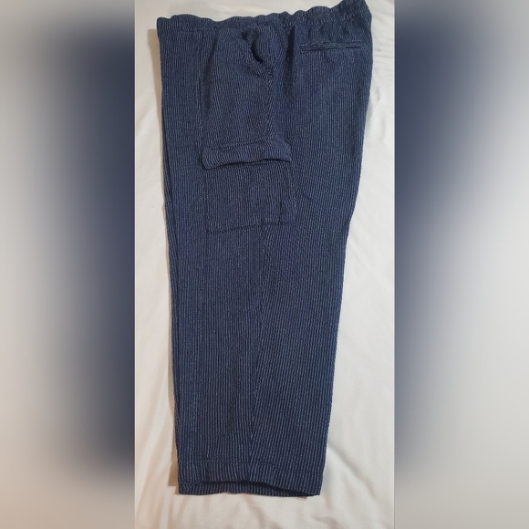 Old Navy Pants - Old Navy Pinstriped Cargo Pants in Blue With Tie Waist Band. Sz XL